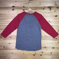 So Rock T-Shirt Mens XS Gray and Red American Flag 3/4 Sleeve Baseball Cut Shirt