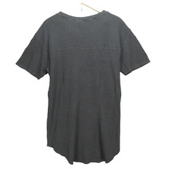 ZARA Mens T Shirt Waffle Knit Black Rounded Hem Hi Low Crew Neck Size M