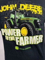 John Deere Power To The Farmer Black Graphic T-Shirt Large