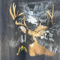 Vintage 1990s black deer faded graphic nature scene tee Size L