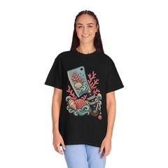 Embroidered Coastal Cleaver Coral T-Shirt Graphic