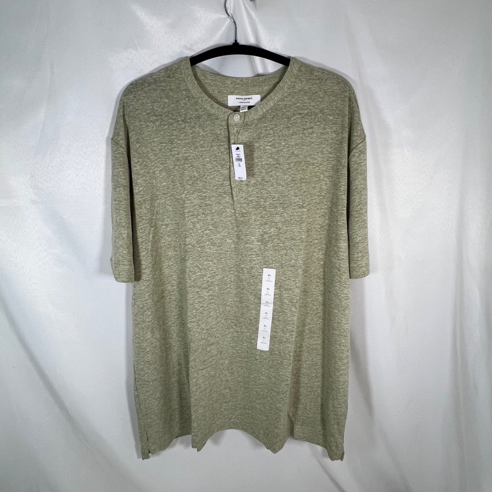 Banana Republic Men’s Linen-Blend Henley T-Shirt – Size XL Tall – NWT
