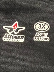 Alleson Athletic Men’s Black Stretch Polyester Crew Neck Short Sleeve T-Shirt 3X