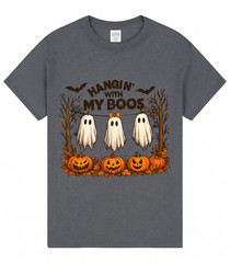 Retro Halloween Ghosts T Shirt Vintage Hangin With My Boos Funny Cute Spooky Tee