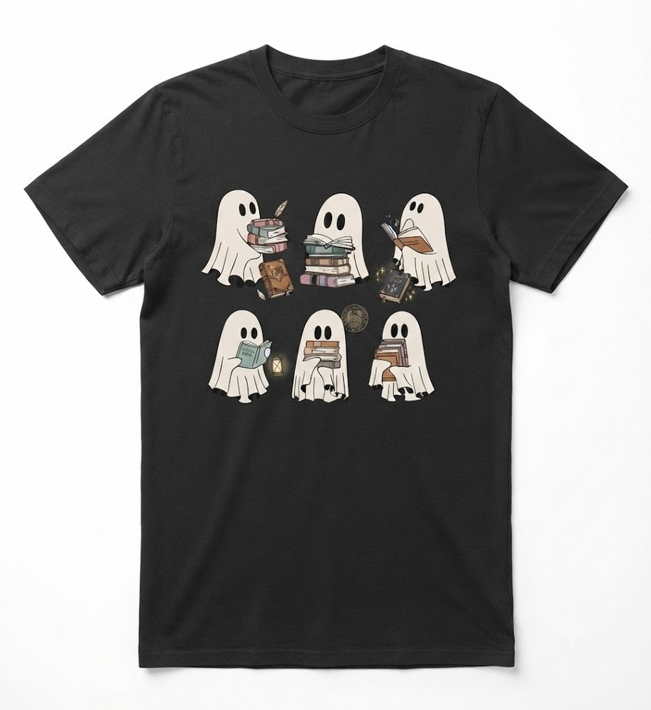Ghost Reading Books Shirt, Halloween Teacher Gift, Ghost Reading Book T-Shirt