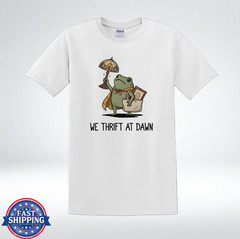 We Thrift At Dawn Funny Thrifting Frog Graphic T-Shirt