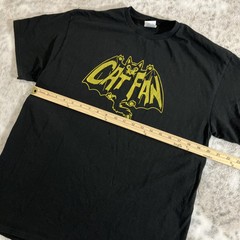 Vintage Cat Fan Bat Man T Shirt Stitch Large Rare Kitty Kitten Y2K Flying Black