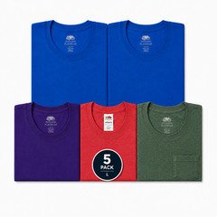 FTL 5 Pack L – 2 Ocean Blue, 1 Purple, 1 Coral Red, 1 Heather Green with Pocket