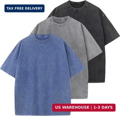 Men’s Cotton T-Shirts Oversized Unisex Short Sleeves Casual Loose Wash Solid Bas