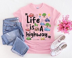 Disney Pixar Cars McQueen Matter Life is a Highway Unisex Adult Kid Tee 82148
