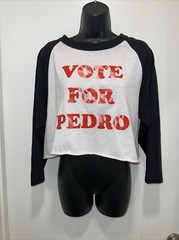 VOTE FOR PEDRO Retro Style Raglan Crop T-Shirt Adult Large Augusta Sportswear