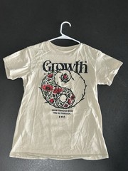 DOM Growth Yin Yang Floral Graphic T Shirt Mens Small Beige Motivational Tee