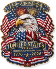 2pcs 250th Anniversary USA Car Decal Sticker, Patriotic Bald Eagle 1776–2026 V