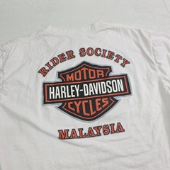 Harley Davidson White T-Shirt Adult XL Rider Society Malaysia Graphic Y2K EUC