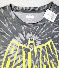 Mens DC Comics Batman Gray Tie Dye Long Sleeve Shirt Size M Medium NEW NWT