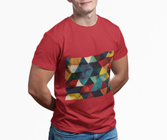 Geometric Retro Triangle Pattern T-Shirt | Abstract Colorful Design