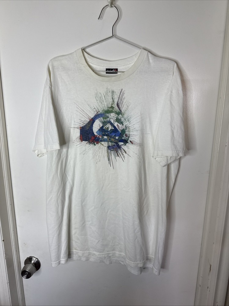 Men’s Quicksilver Wave Logo White T-Shirt 2XL Short Sleeve “Older” surf style