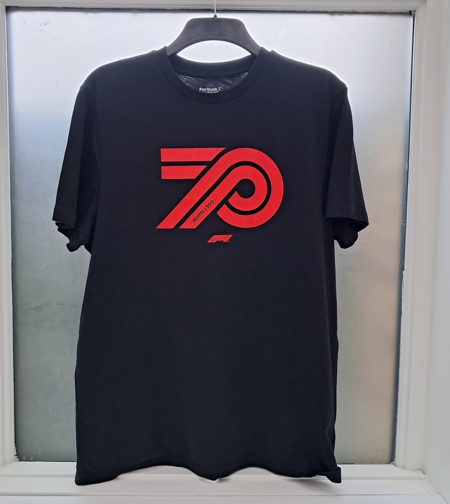 F1 Formula One Collection 70th Anniversary T-Shirt, Black Size XL