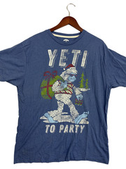 Holiday Time Yeti To Party Christmas T-Shirt Men’s XL Blue Graphic Tee