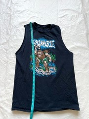 Valkyrie band t shirt black blue mountain troll sleeveless adult Small cut off