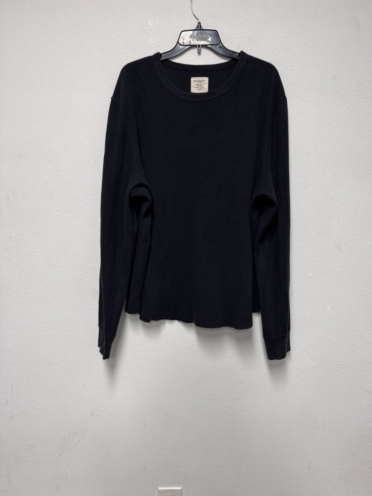 Buck Mason Vintage Thermal Surplus Tee Mens Small Faded Black Long Sleeve Waffle