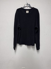 Buck Mason Vintage Thermal Surplus Tee Mens Small Faded Black Long Sleeve Waffle