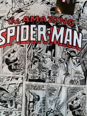 NWT Men’s XL Spider-man Vintage Look Shirt Comic Pages Panels Marvel Black White