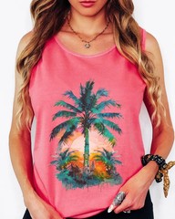 Tropical Palm Tree Sunset Tank Top Beach Vacation Apparel