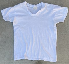 Vintage Two Guys White V Neck T Shirt Combed Cotton Size M Single Stitch