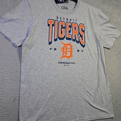 MLB Detroit Tigers Shirt Mens Large Gray Baseball Sports Classic Retro Logo NWT