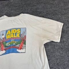 VINTAGE Aids Walk Shirt Mens XL White San Francisco Cal Berkeley Golden Gate 90s