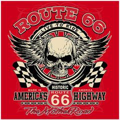 BIKER T-SHIRT-ROUTE 66-LIVE TO RIDE-AMERICA’S HIGHWAY