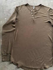 American Apparel Brown Thermal Henley Shirt Dexter Morgan USA Men’s Large