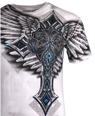 Xtreme Couture by Affliction Men’s T-Shirt LAST BLOW White Biker Wings MMA