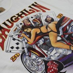 Vintage Laughlin Babe Pinup Sexy Tank Top Mens L White Biker Rally T Shirt Tee