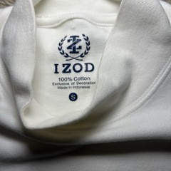 IZOD White Long Sleeve Mock Neck Shirt Mens Size Small 100% Cotton