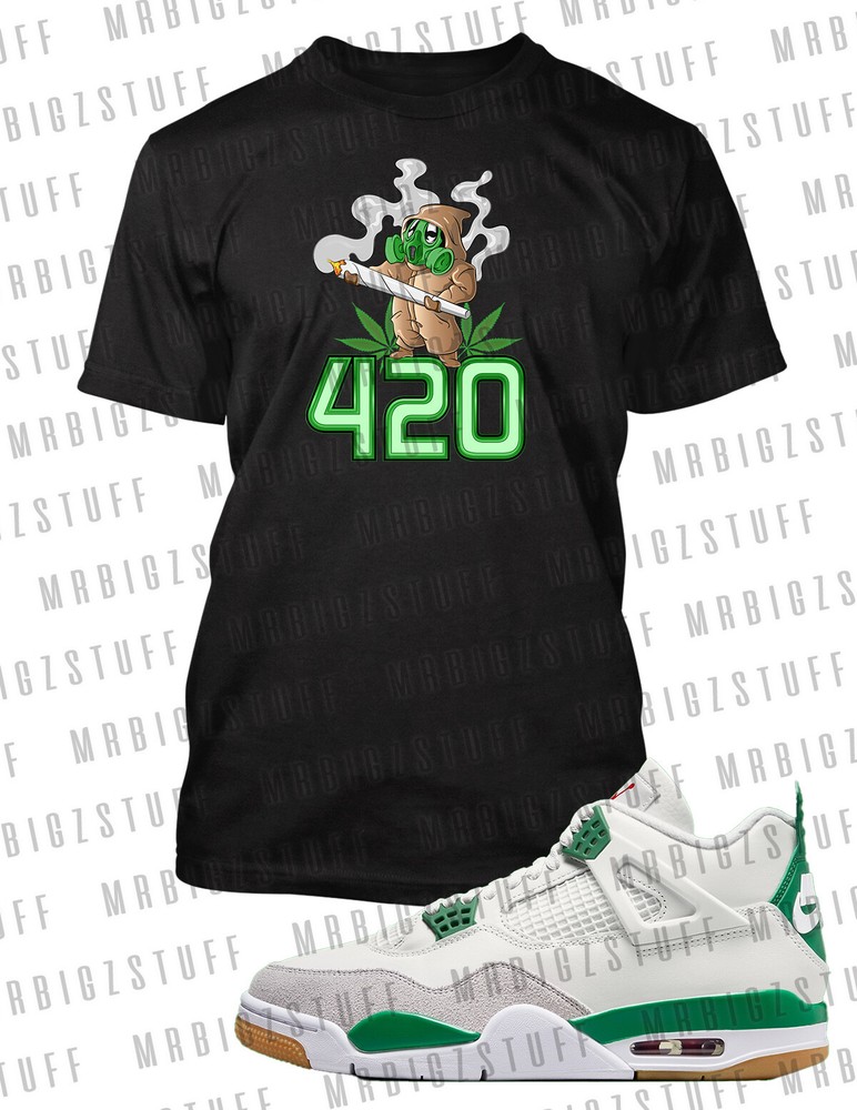 420 Smoking Graphic Sneaker Tee Shirt Hip Hop J4 Pine Big Tall Pro Club Shaka t