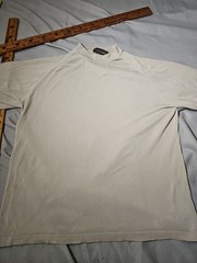 Johnston Murphy Shirt Mens XL Beige Silk Ribbed Raglan Sleeve Casual Luxury Tee