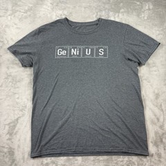 Tee Luv GeNiUS Periodic Table Science Nerd Graphic T Shirt Gray Large