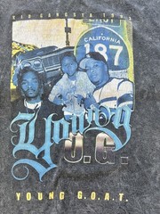 Young G.O.A.T Shirt Mens Size Large Black Blue Acid Wash Graphic Crewneck Tee