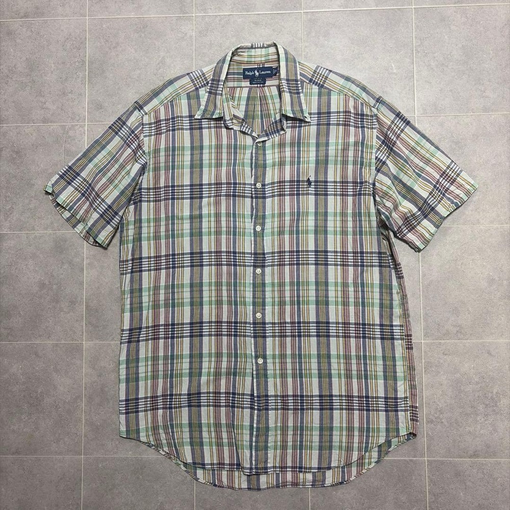 Ralph Lauren 90s BLAKE Madras Check Short Sleeve M-L Used For 14Y+ Japan