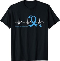 Heartbeat Light Blue Ribbon Prostate Cancer Awareness Unisex T-Shirt