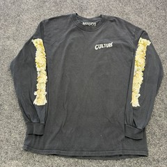Migos Culture 2 Long Sleeved Black T-Shirt Size Mens Large W/ Floral Flower side