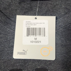 Puma Mens M Logo T-Shirt Dry Cell Tee Dark Heather Gray Short Sleeve Poly Cotton