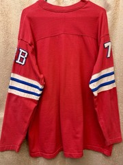 Vintage Bugle Boy Men’s XL Red Colorblock V-Neck Long Sleeve Cotton Knit T-Shirt