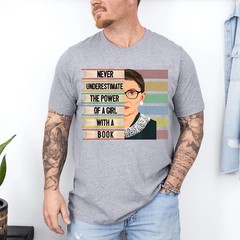 Feminist Ruth Bader Ginsburg RBG Quote Girl with Book Women T-Shirt
