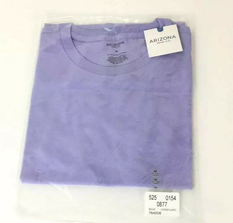 Arizona Mens T-shirt Medium Lilac Crew Neck Short Sleeve Casual Tee Soft Summer