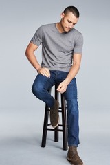 Men Premium Heavy District Perfect V-Neck Short Sleeve Tee Plain Casual DT1350