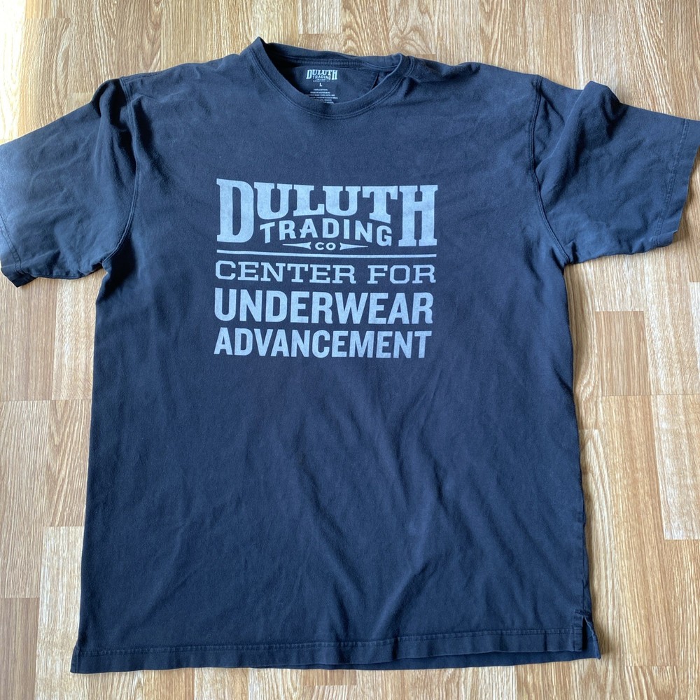 Duluth Trading Co Mens T Shirt LARGE Longtail Black Underwe*r Advancement Funny