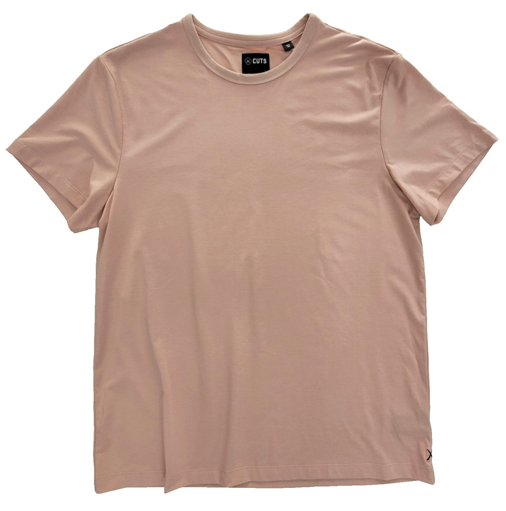 Cuts T-Shirt Pyca Pro Lightweight Jersey Knit Pink Straight Hem Men Large